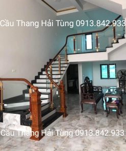 cầu thang kính chân nhôm
