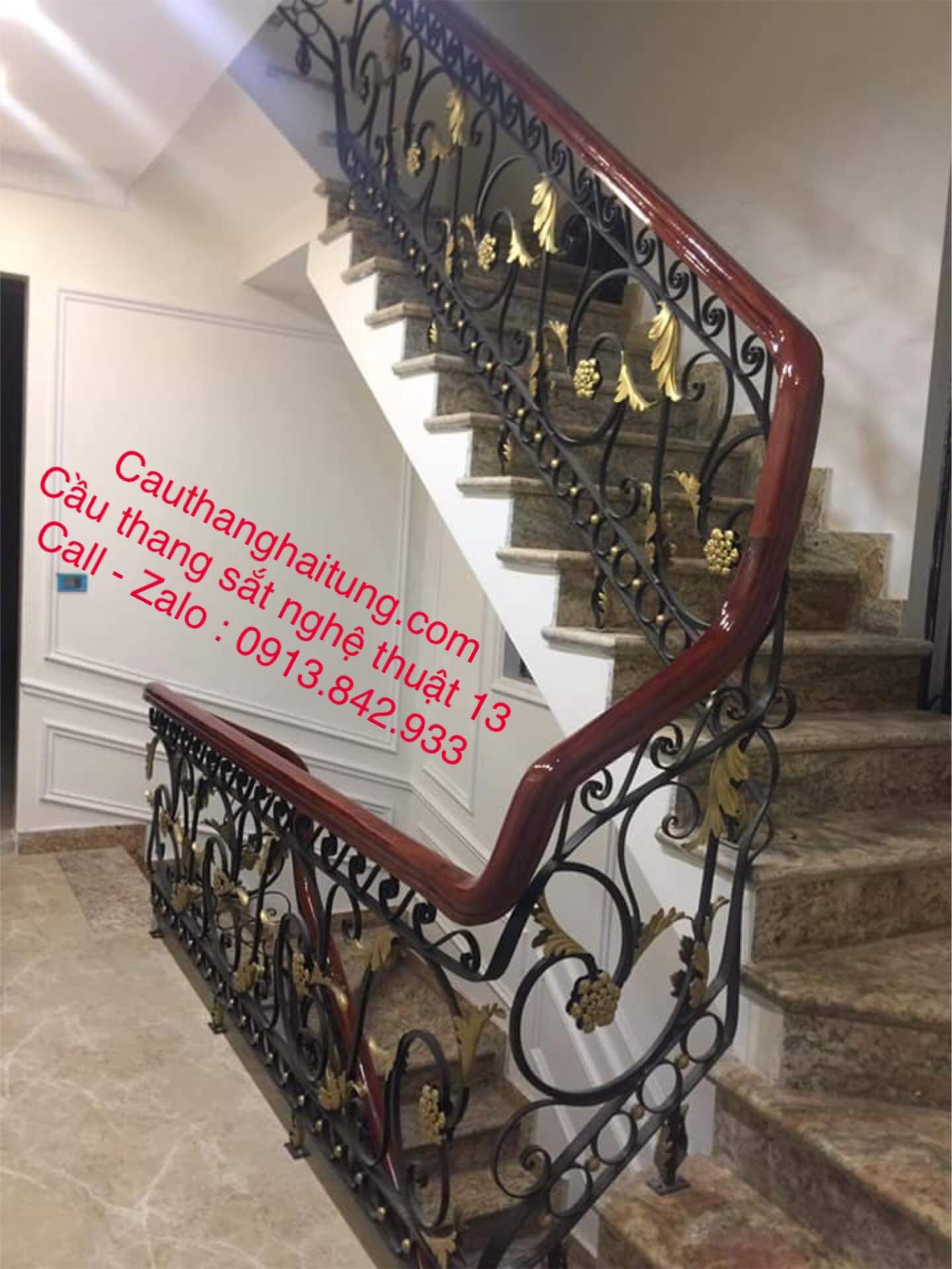 Cầu thang sắt nghệ thuật cho lâu đài biệt thự